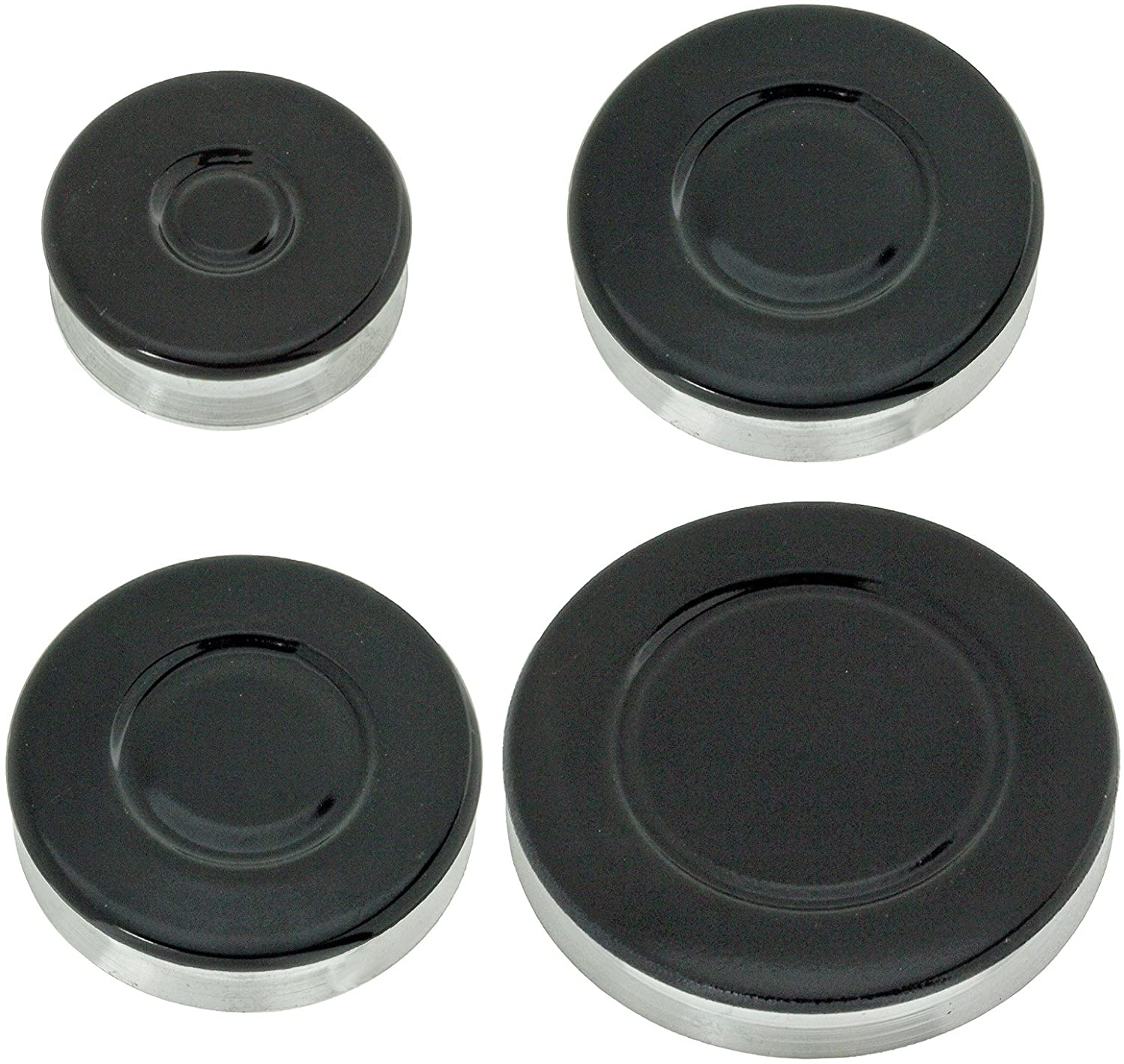 Non Universal Oven Cooker Hob Gas Burner Crown & Flame Cap Kit for LOGIK KENWOOD - Small, 2 Medium & Large, 55mm - 100mm