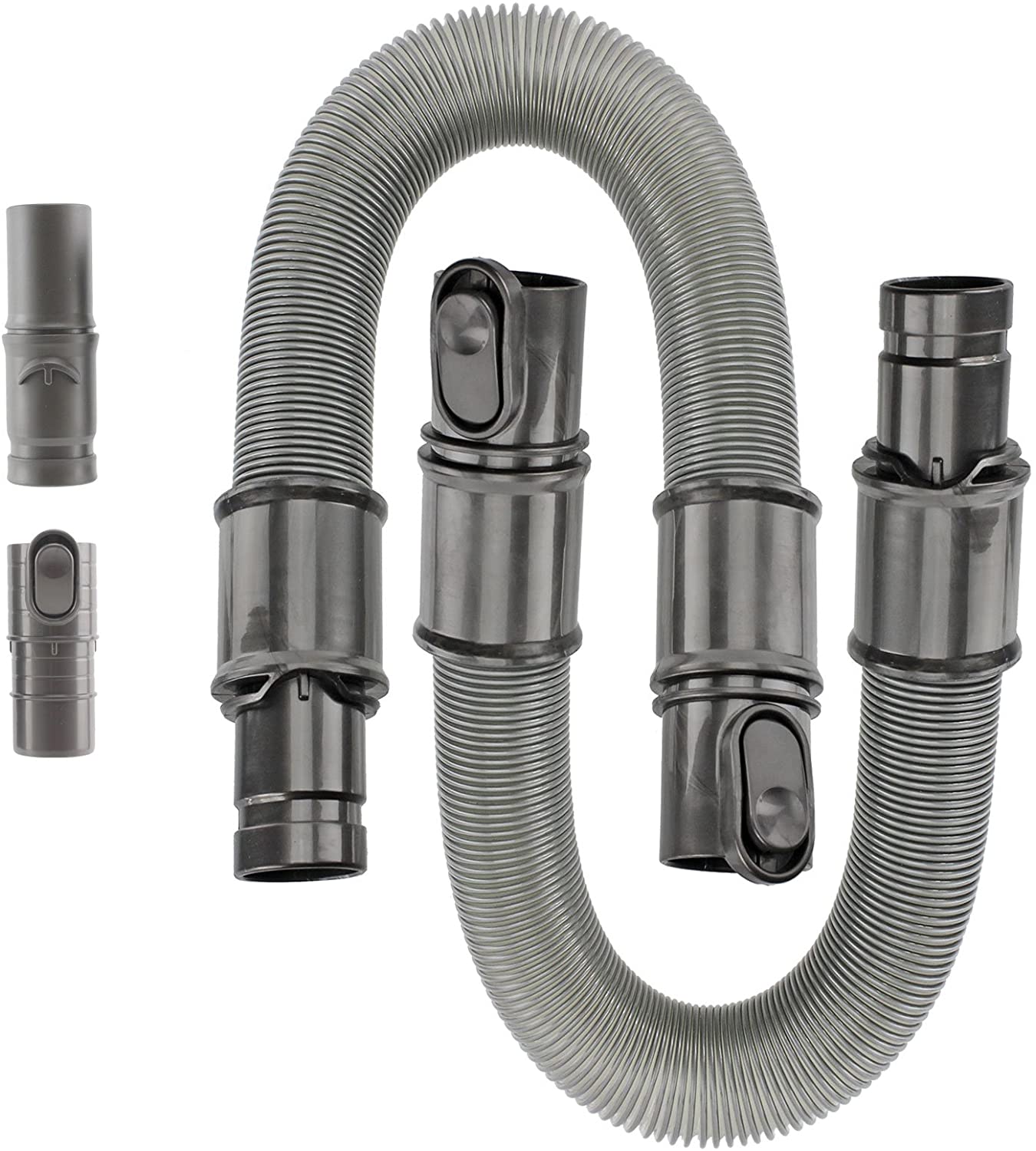 Extension Hose Pipe + Adapters for All Main Models of Dyson Vacuum Cleaner (Pack of 2 Hoses, 2 Adapters)