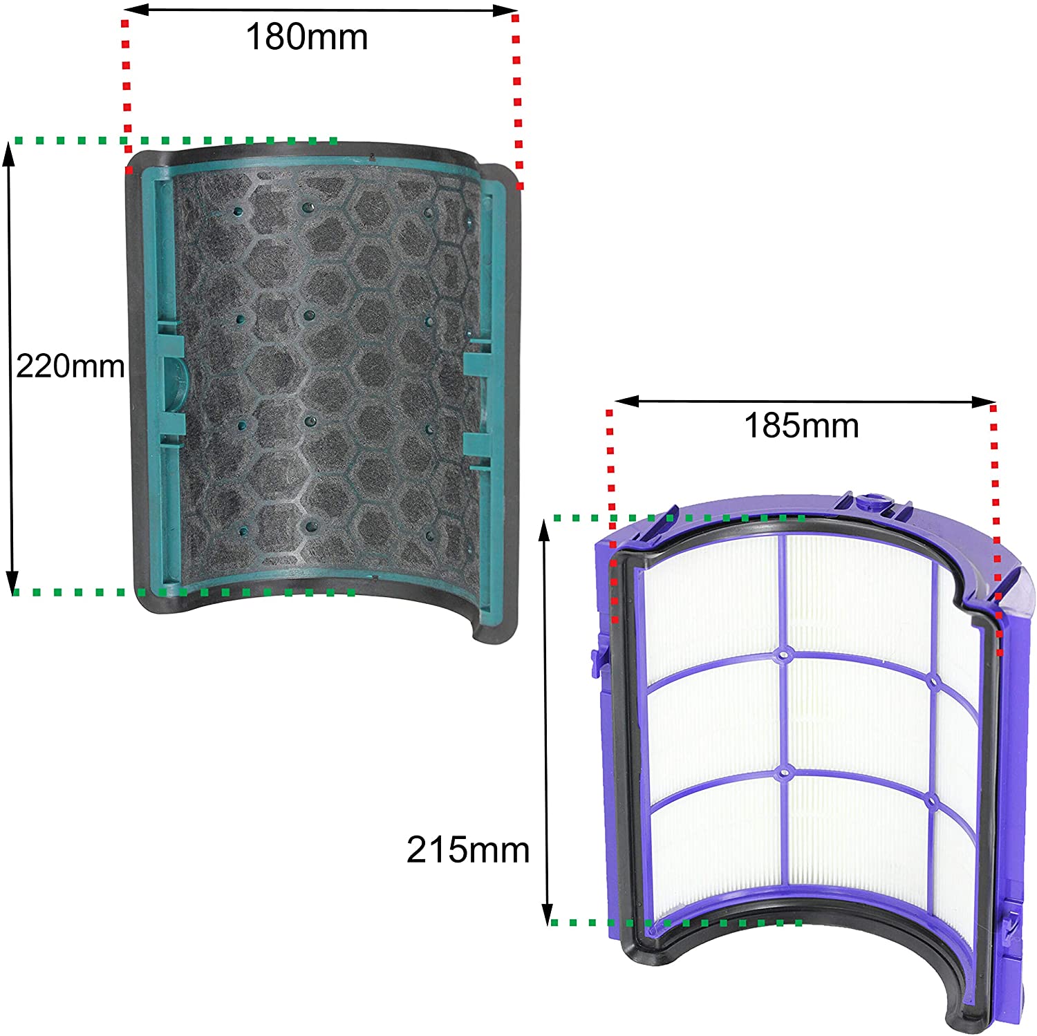 HEPA + Carbon Filter Kit for DYSON 360˚ Glass Activated Carbon Pure Cool DP04 HP04 TP04 Air Purifying Tower Fan (Pack of 2) + Cleaning Brush