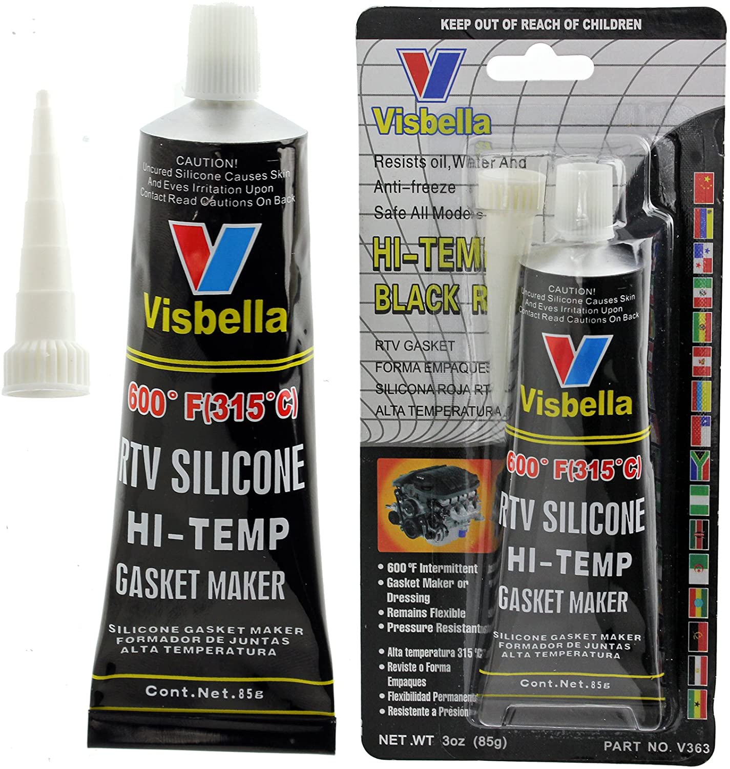 Visbella Glue Sealant High Temperature Seal Heat Resistant Silicone Hi Temp Exhaust
