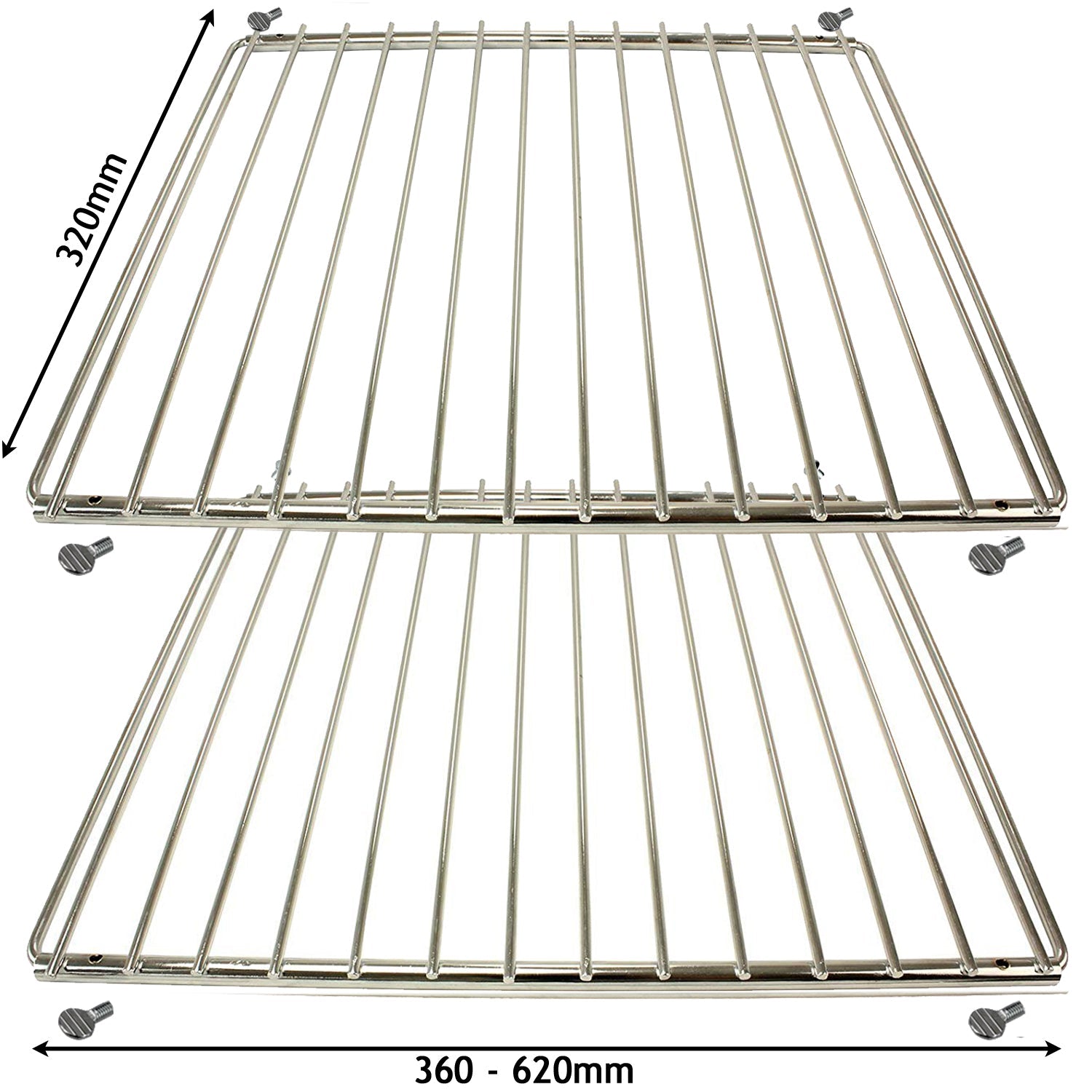 Adjustable Extendable Shelf for New World Oven Cooker (320 x 360-620mm, Pack of 2)