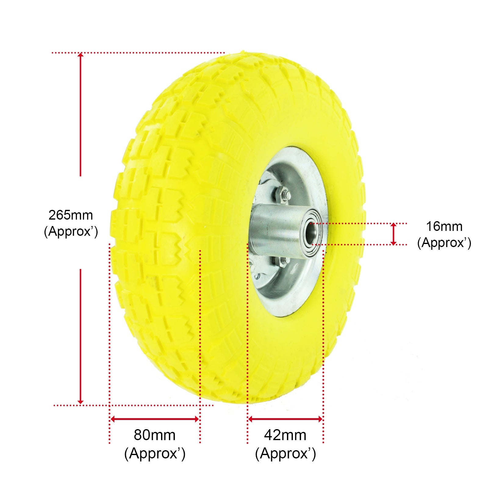 10" Solid Wheelbarrow Wheel Tubeless Barrow Tyre Burst & Puncture Proof Spare x 2