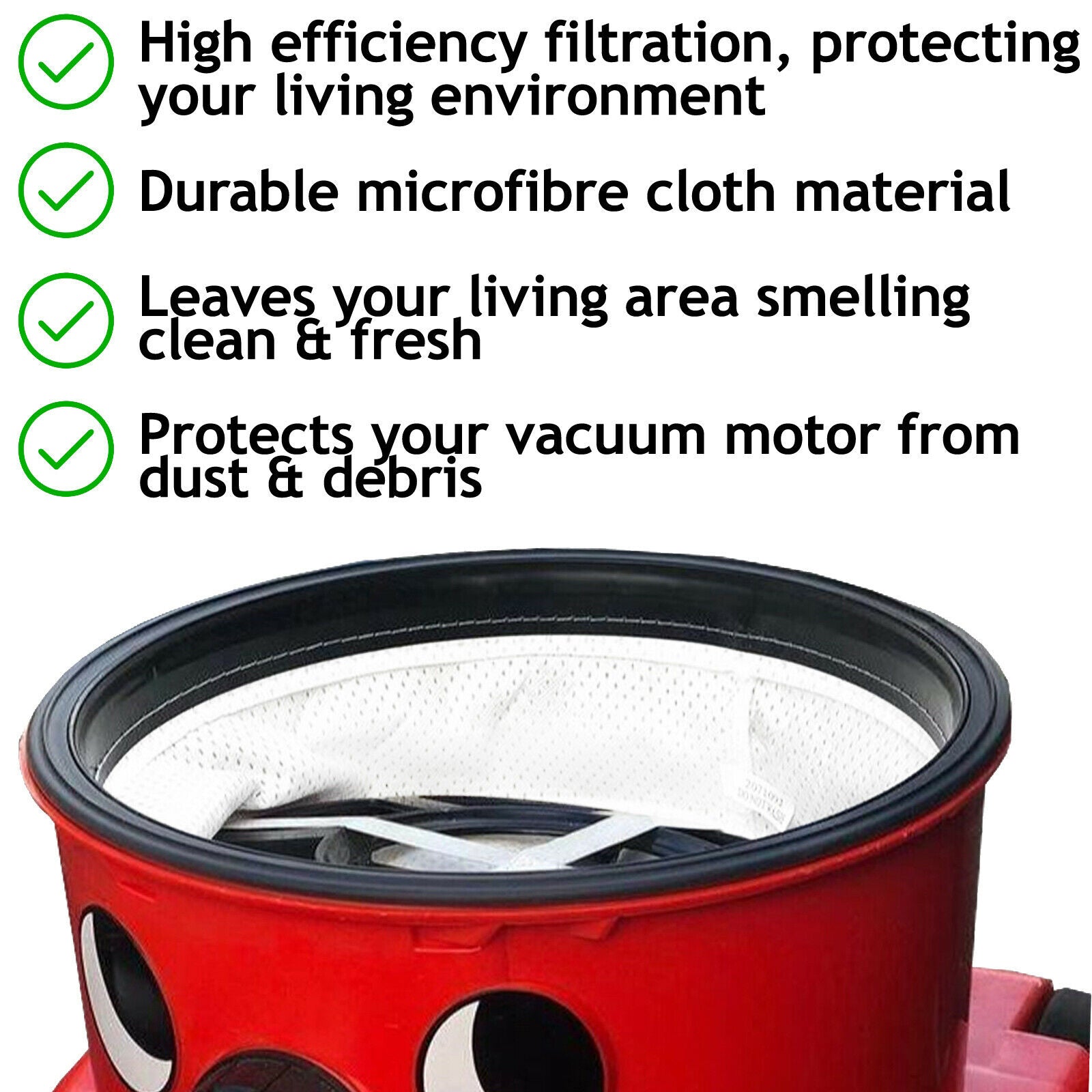 Filter & Reusable Bags for Numatic Henry Hetty James Vacuum Cleaner