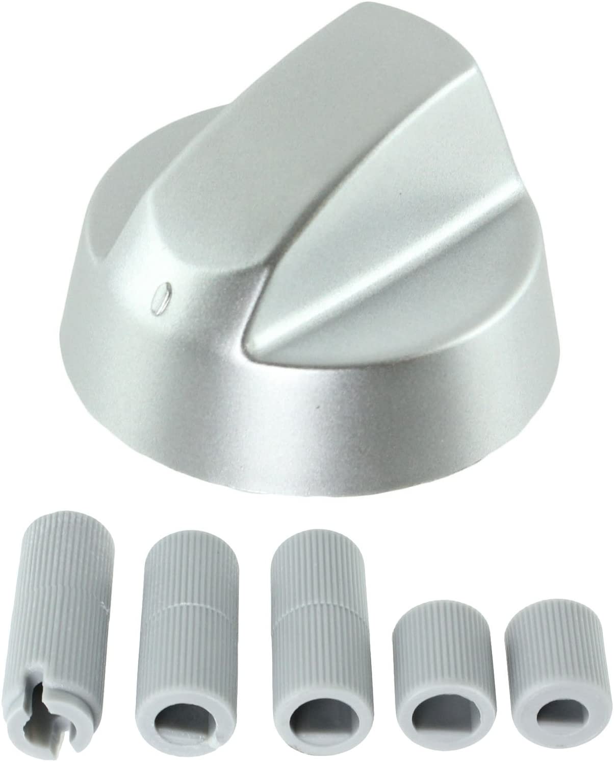 UNIVERSAL Control Knob Dial & Adaptors for Toaster, Oven & Trouser Press (Silver, Pack of 6)