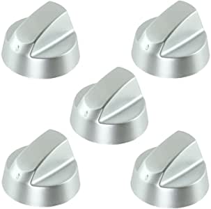 Control Knob Dial & Adaptors for ELBA Oven / Cooker (Silver, Pack of 5)