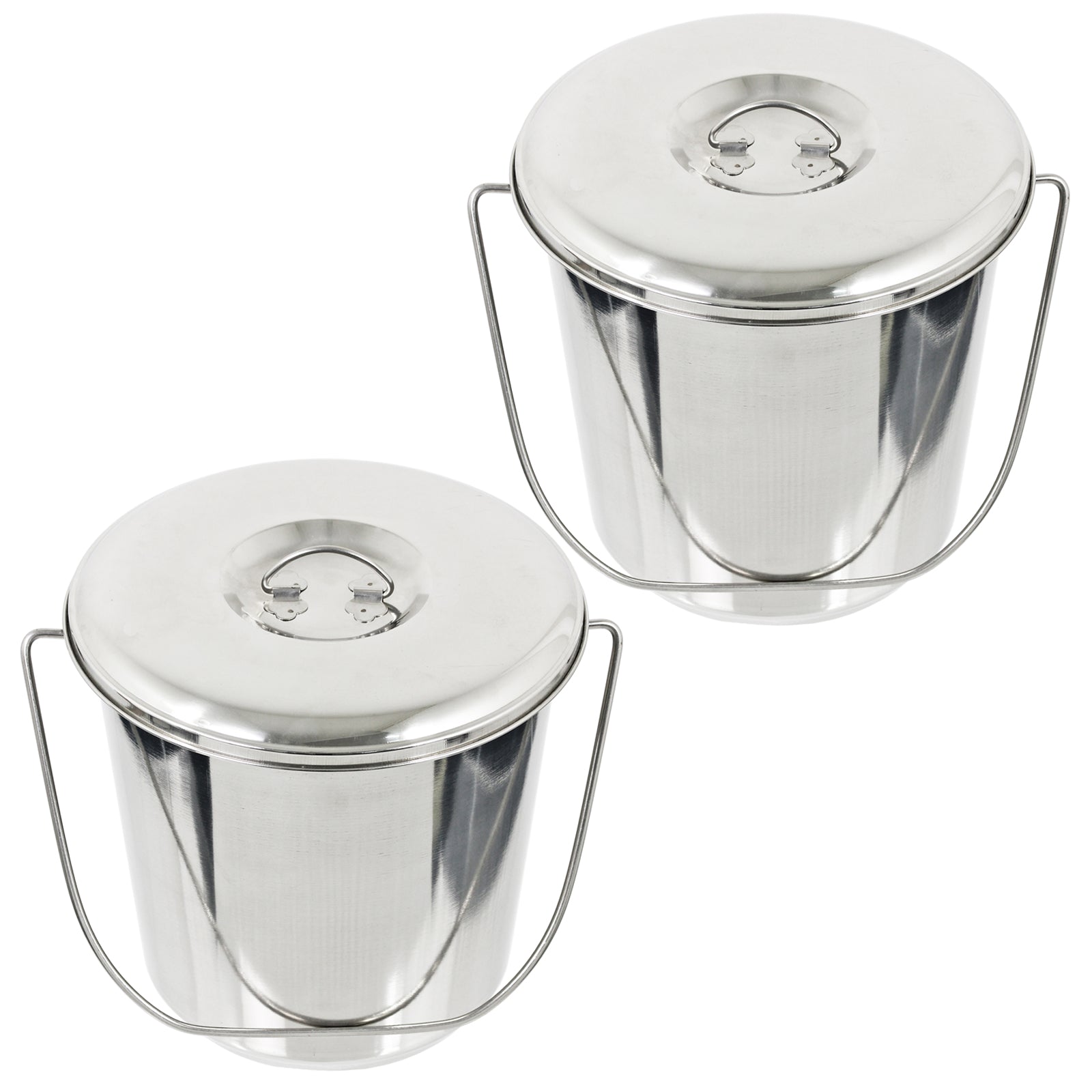 12L Metal Bucket + Lid Handle Heavy Duty Horse Equestrian Stable Feed Watering x 2
