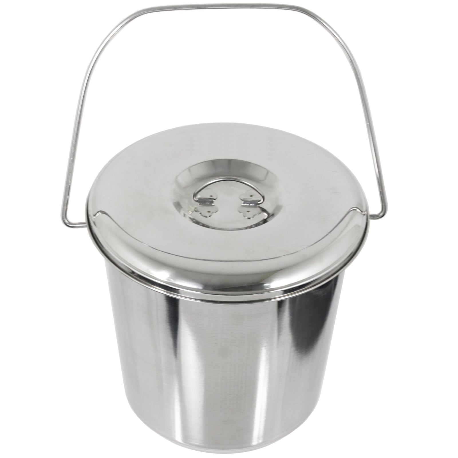 12L Metal Bucket with Lid Stainless Steel 12 Litre Large Heavy Duty Pail Handle