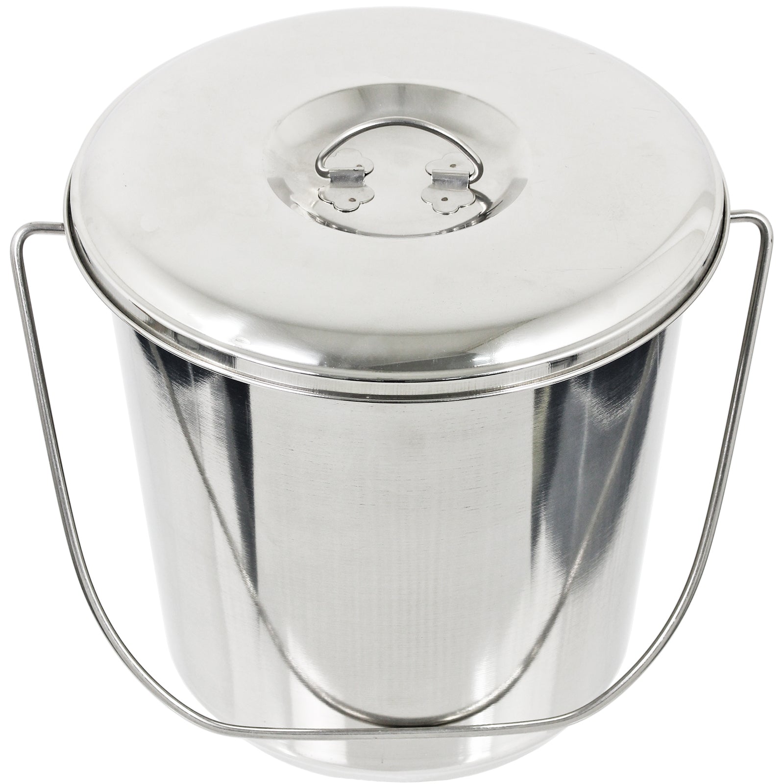 12 Litre Stainless Steel Heavy Duty Bucket + Lid for Feeding / Water Horses Equestrian Stable