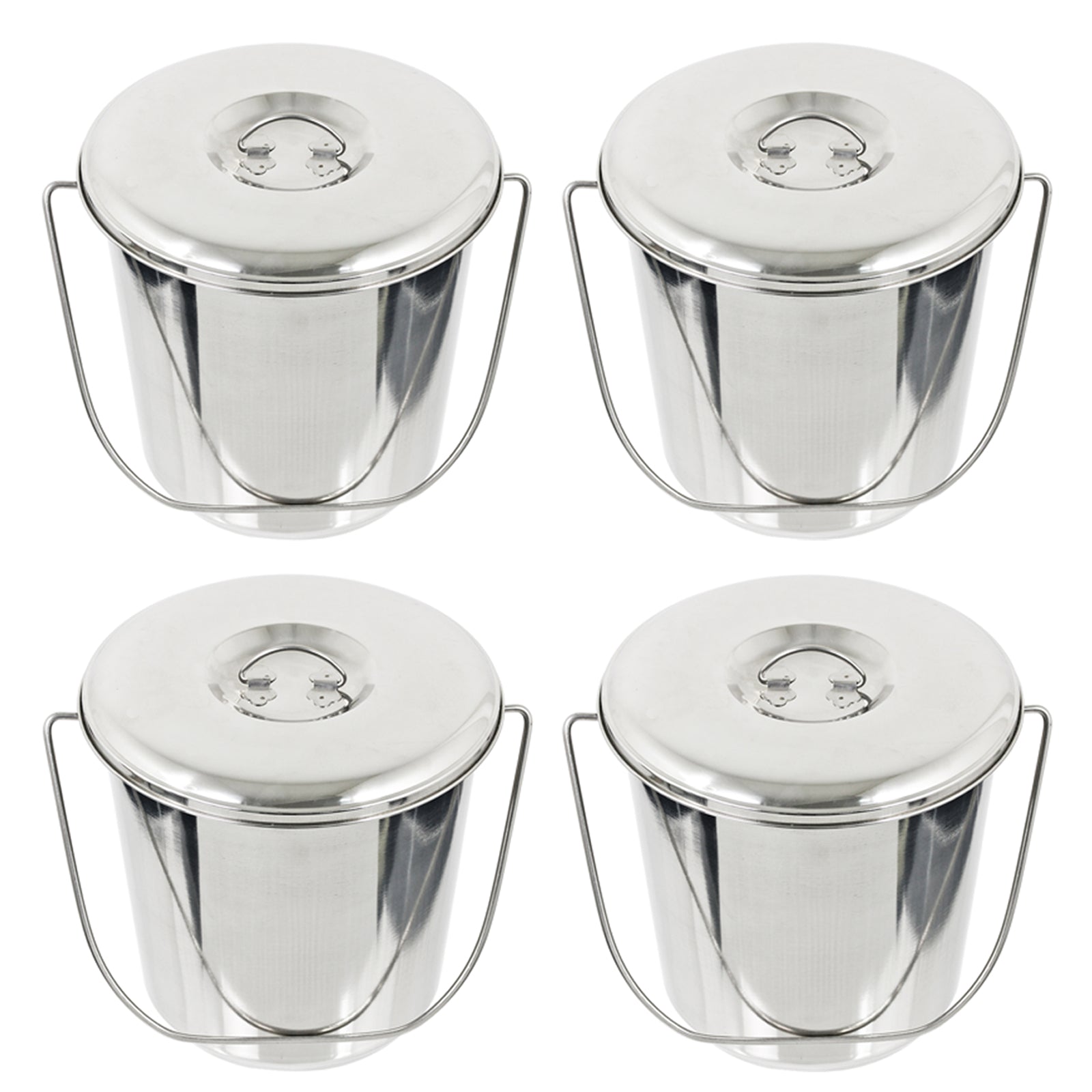 12L Metal Bucket + Lid Handle Heavy Duty Horse Equestrian Stable Feed Watering x 4
