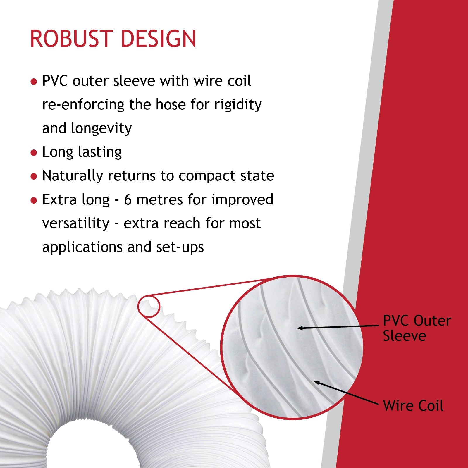 Extra Long Vent Hose & Screw Clips Kit for John Lewis Tumble Dryer (6 Metre, 100mm Diameter)