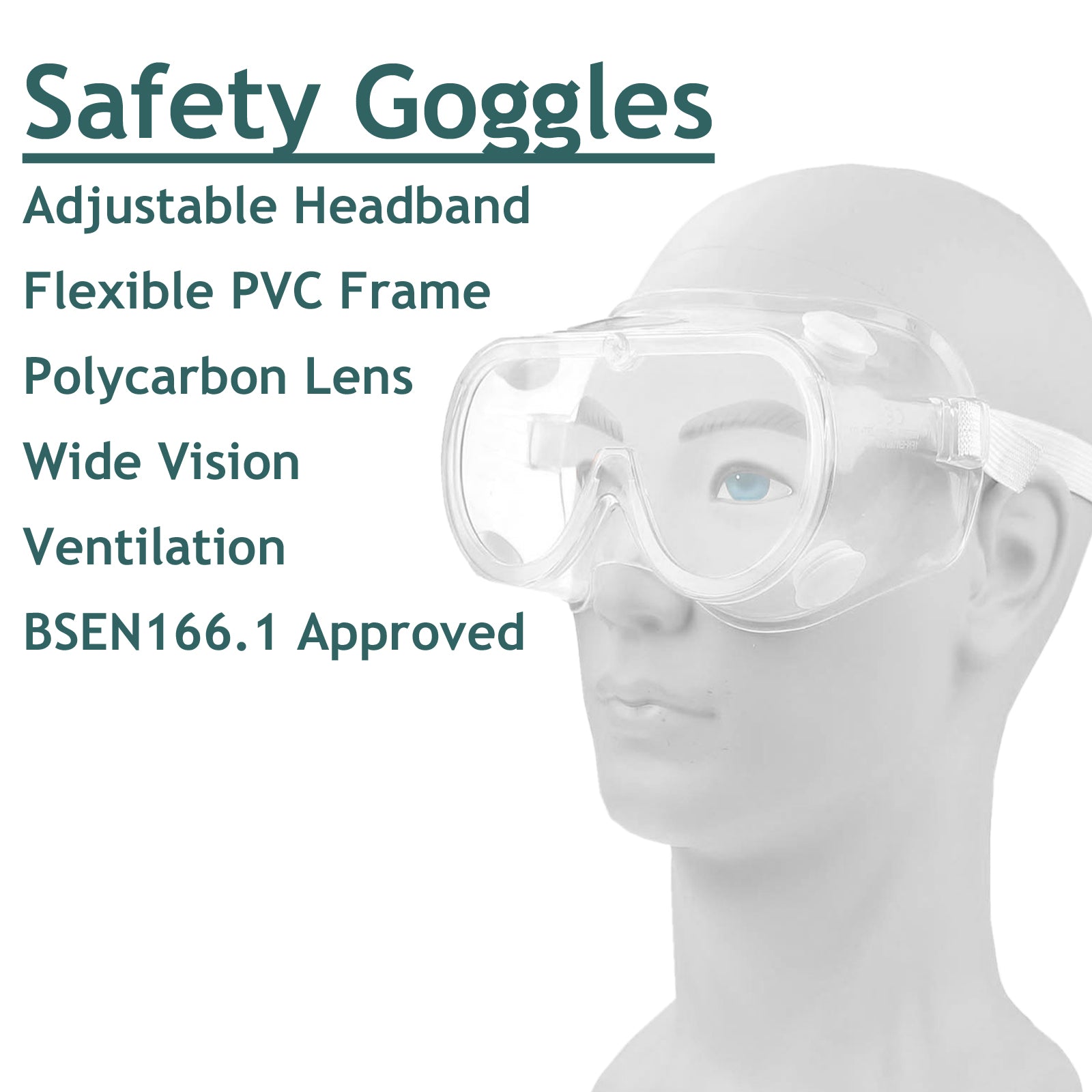 Multipurpose Safety Goggles Protection Glasses One Size Fit Pack of 2 Clear