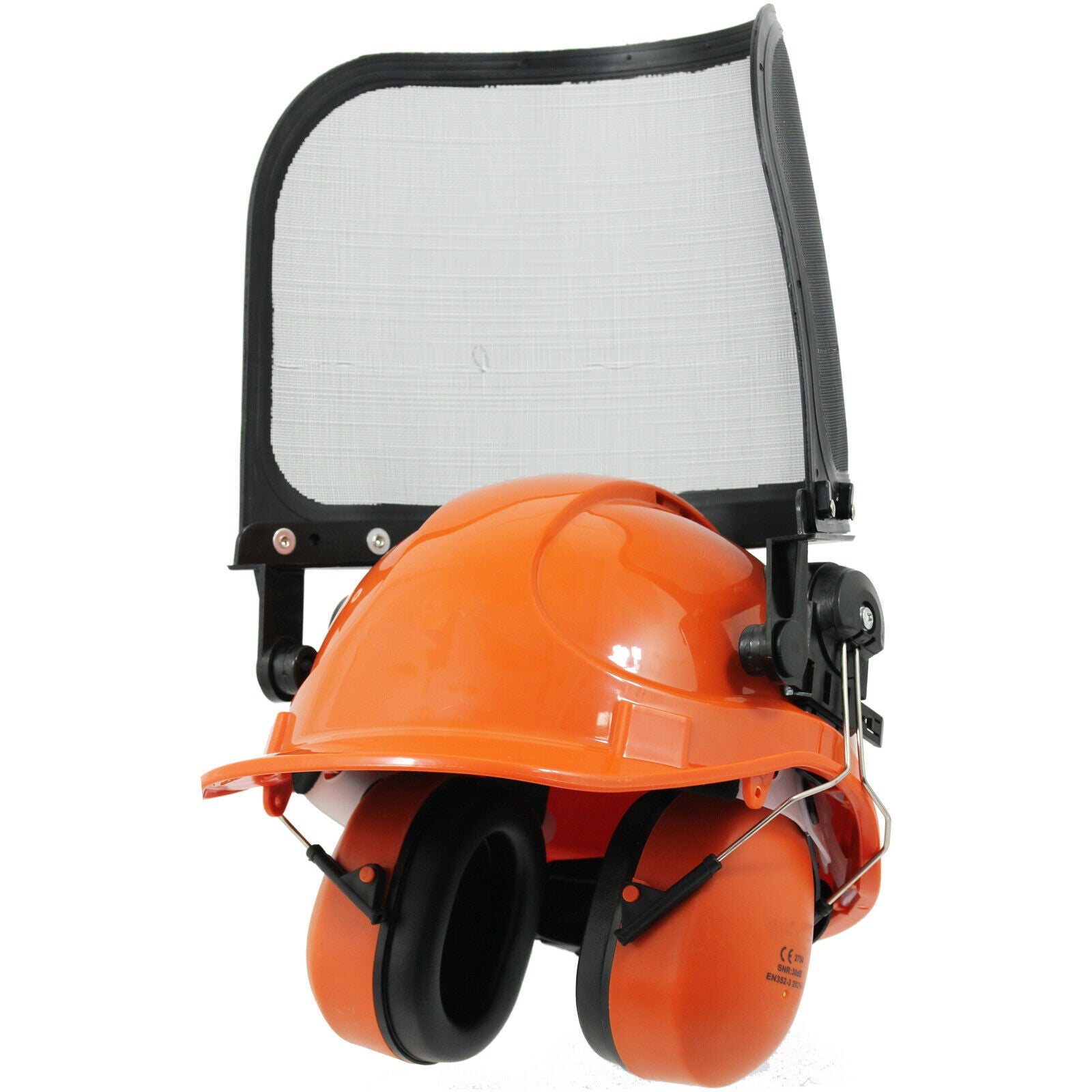 Chainsaw Safety Helmet with Mesh Visor Ear Muffs Orange