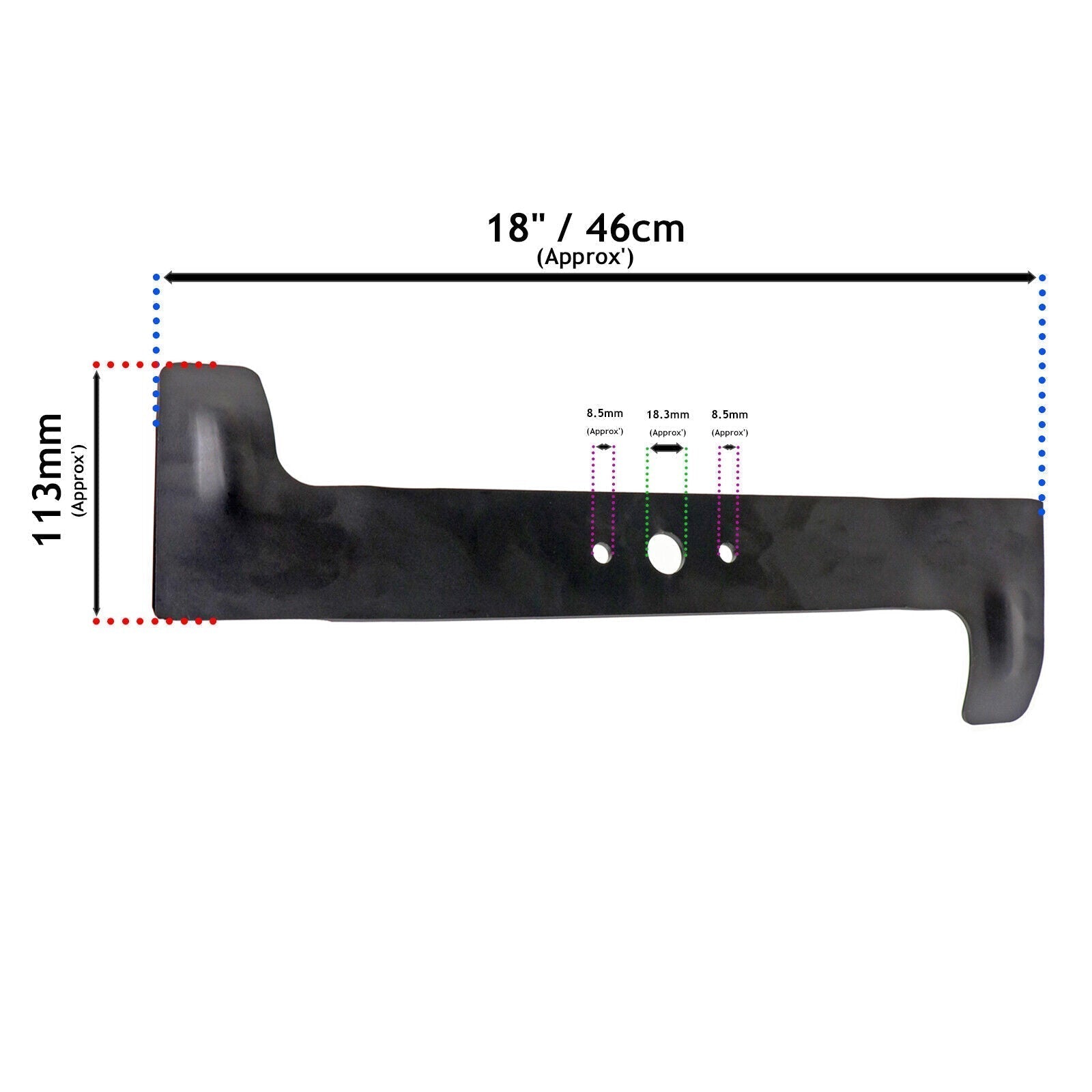 Blade for SUFFOLK PUNCH Petrol Rotary P18 P18S Lawnmower Mower 18" 46cm