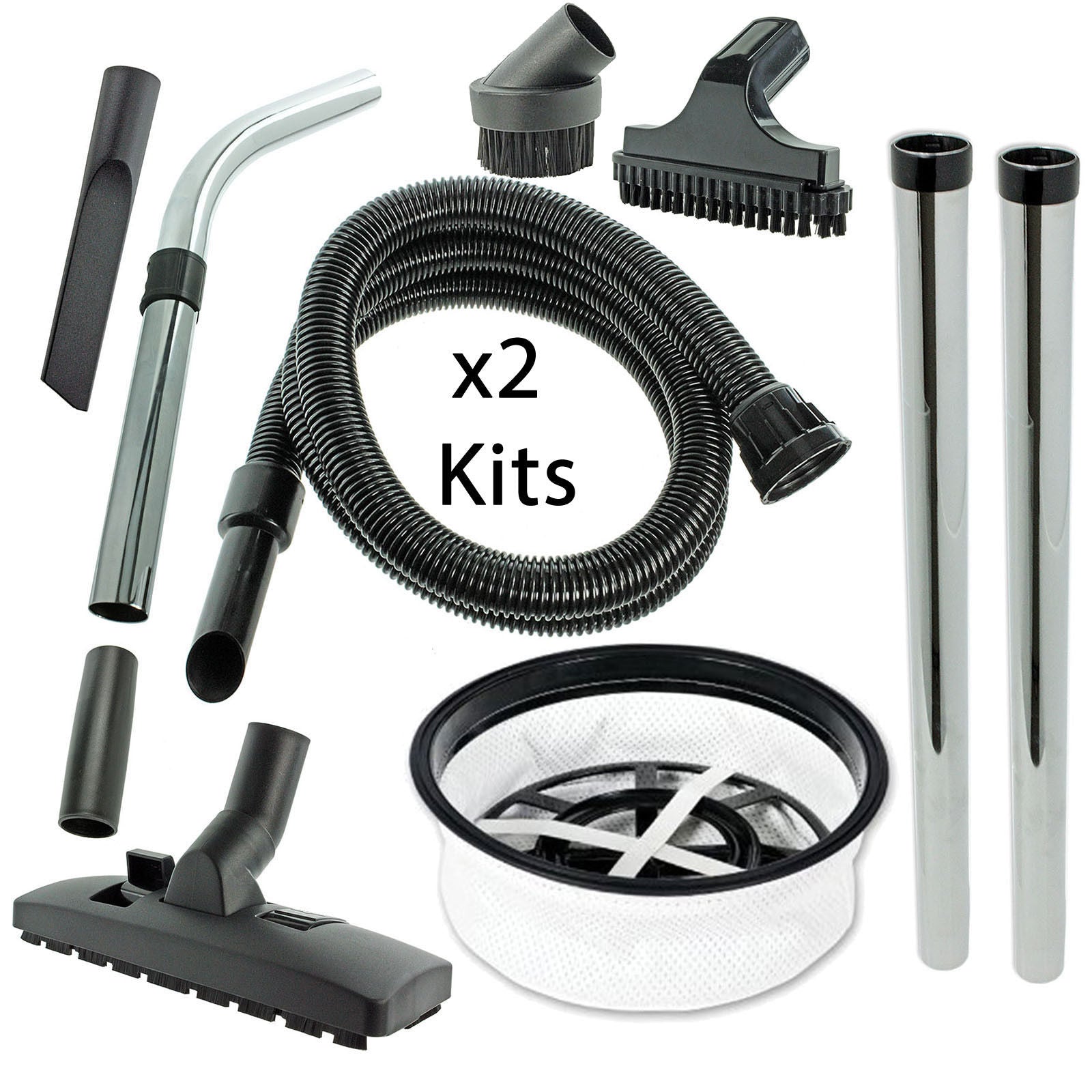SPARES2GO Hose & Tool Kit Filter For Numatic Henry Hetty James Vacuum Cleaner Hoover (2.5m) (2 x Kits)