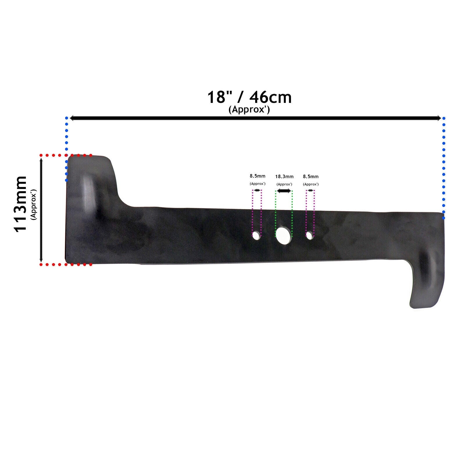 Blade for QUALCAST Quadtrack 45 Petrol Rotary Trojan 18 Lawnmower 18" 46cm