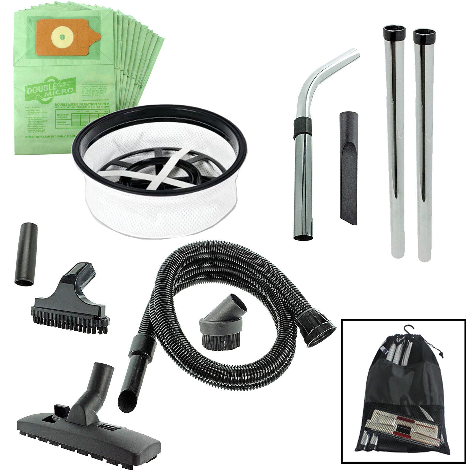 SPARES2GO 2.5m Hose Tool Kit Filter 10 Dust Bags for Numatic Henry Hetty James Vacuum Cleaner + Storage Bag